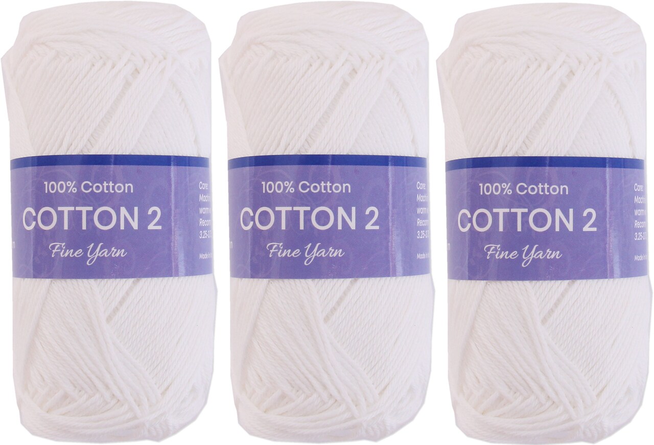 Threadart 100% Pure Cotton Crochet Yarn Size 2 | 50 gram Skeins |165 yds per Skein | Fine #2 | Singles, 3 Packs, & 6 Packs